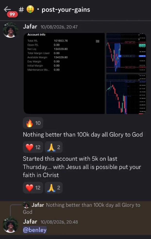 Jafar live trading result